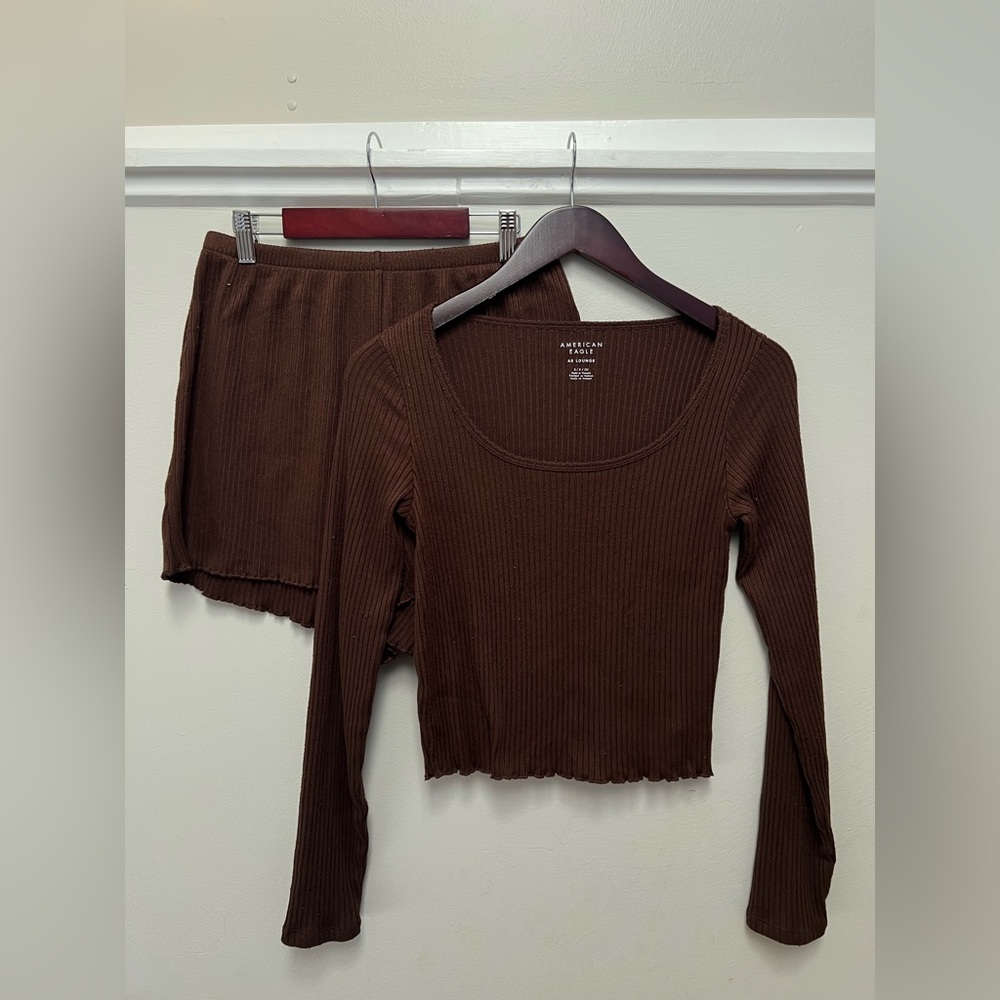 American Eagle Ribbed Plush PJ Set